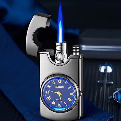 Windproof Torch Lighter with Clock