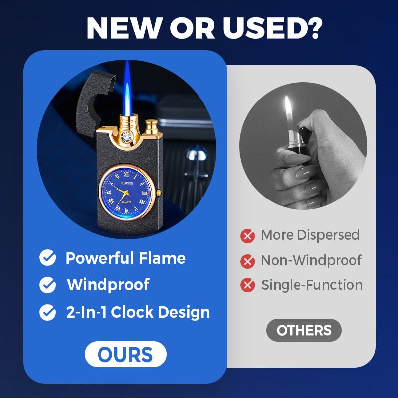 Windproof Torch Lighter with Clock