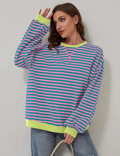 🎁Last Day Sale 50% OFF🏆️2024 Womens Stripes Color Block Sweatshirts