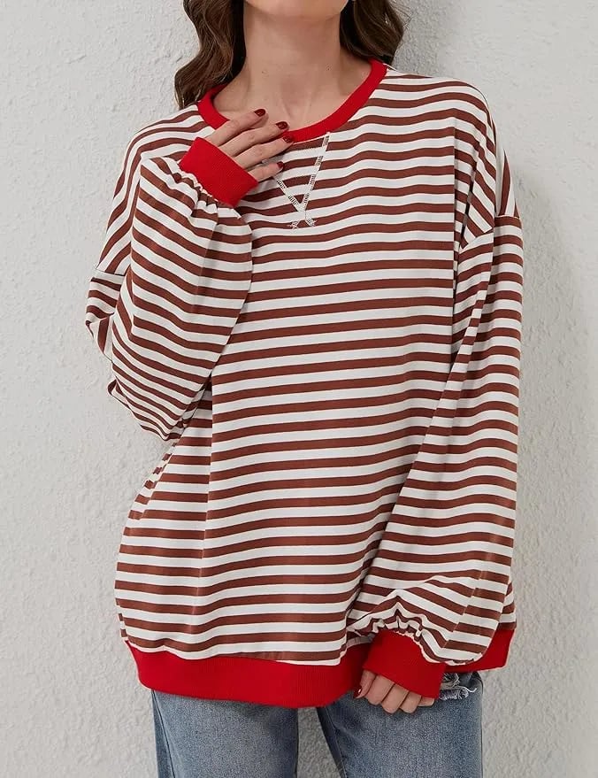 🎁Last Day Sale 50% OFF🏆️2024 Womens Stripes Color Block Sweatshirts