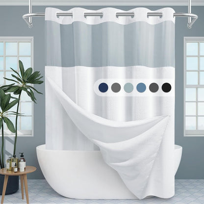 🔥🔥No Hook Shower Curtain with Snap in Liner