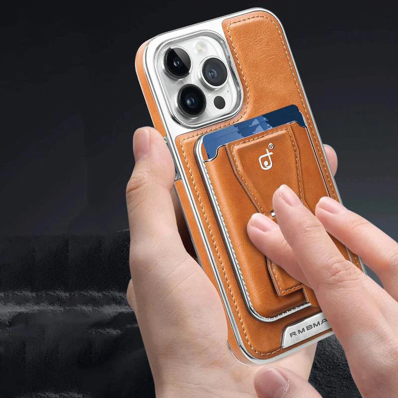 Luxury leather iPhone case with removable magnetic tape
