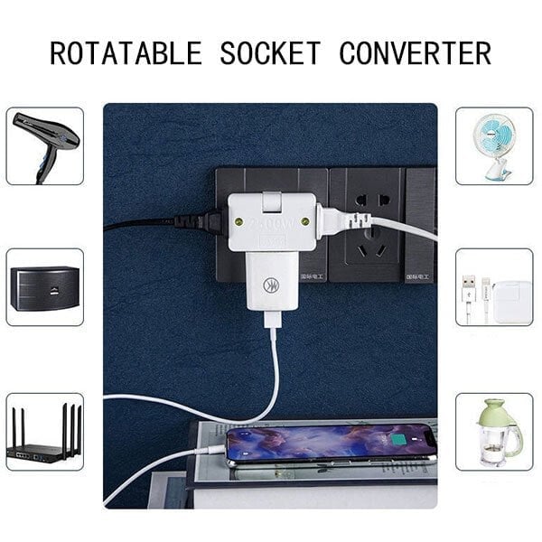 🔥Rotatable Socket Converter One In Three 180 Degree Extension Plug