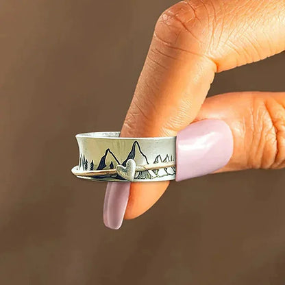 925 Silver Keep Climbing Large Circle Fidget Ring