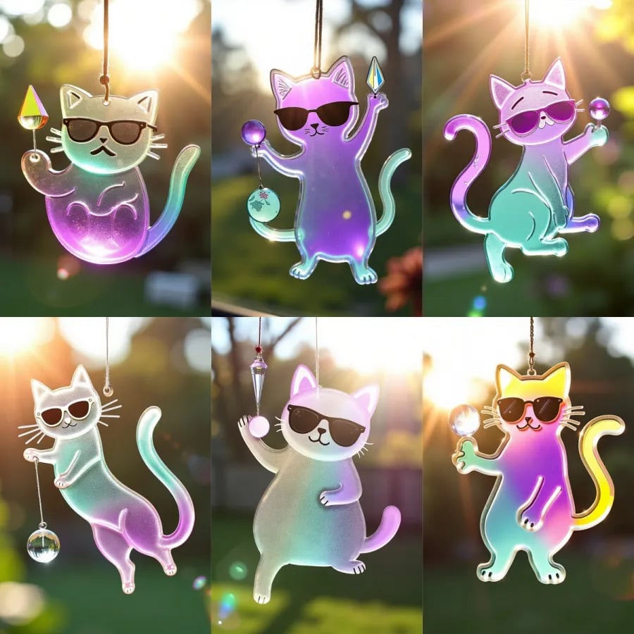 😺Limited Edition Hot Sale 49% Off-Colorful Cat Sun Catcher