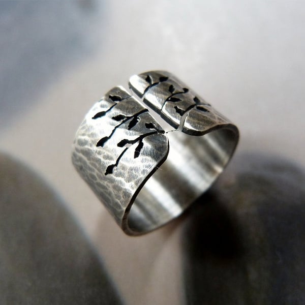 🔥 Hot Sale 49% OFF🎁Sterling Silver Tree of Life Wide Band Ring