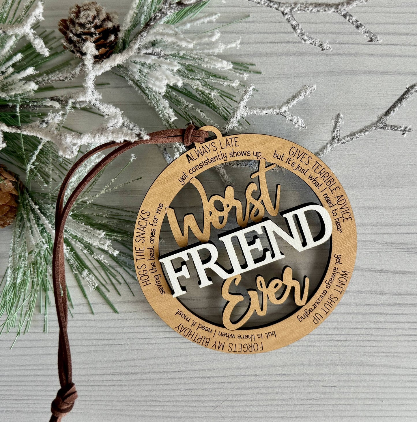 💖Funny Christmas Ornament - 🤣Worst Sister Friend Coworker