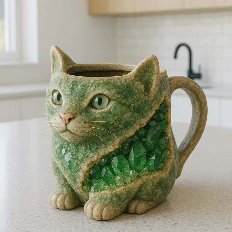 💖Crystal Cat Mug - Exotic Gemstone Drinkware