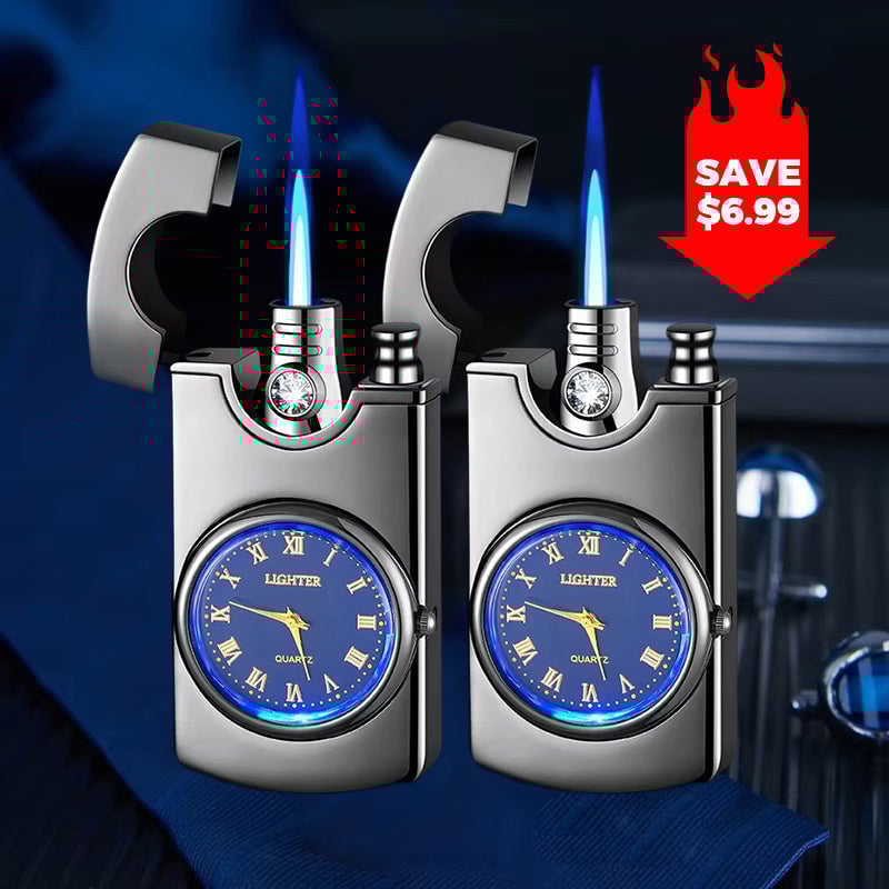 Windproof Torch Lighter with Clock