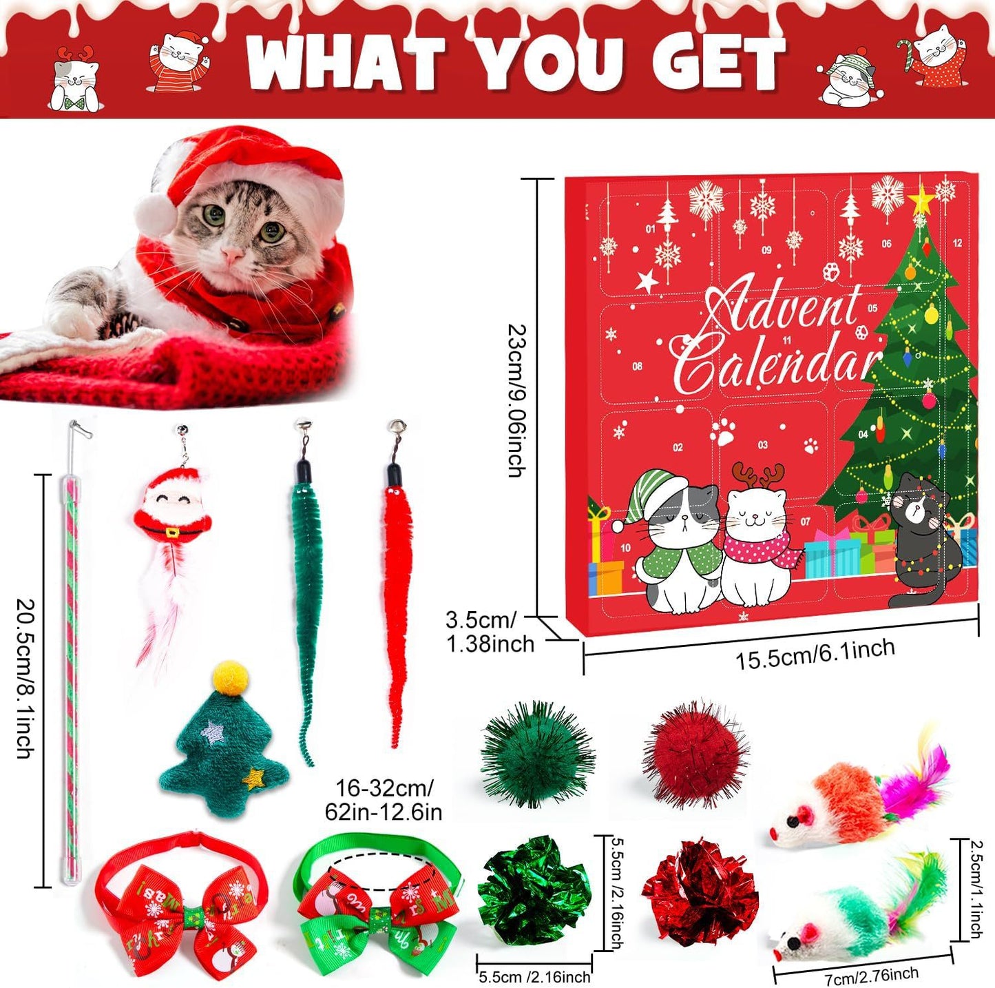 🔥Last 48 hours 57% OFF - 🐱2024 Christmas Countdown Pet Toys Advent Calendar