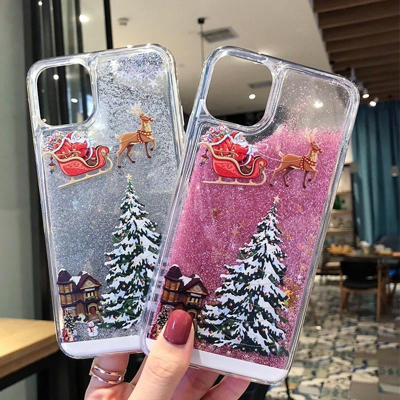 🎄Christmas theme flash powder iPhone mobile phonecase for iPhone 14/13/12/11/X/XS/7/8/SE