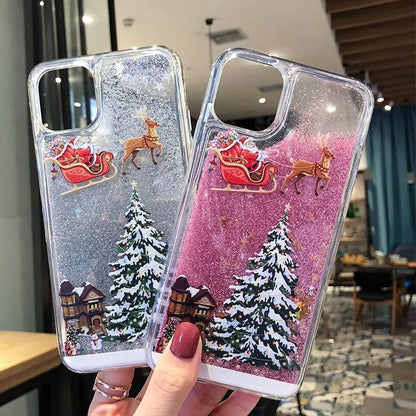 🎄Christmas theme flash powder iPhone mobile phonecase for iPhone 14/13/12/11/X/XS/7/8/SE