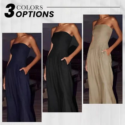 Women's Strapless Jumpsuit With Pockets