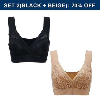 ROSY LIFT BRA –Plus Size Comfort Extra Elastic Wireless Support Lace Bra (Size runs the same as regular bras)