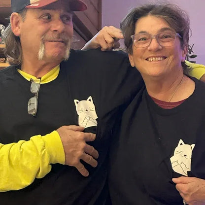 😾🖕Pocket Middle Finger Cat T-Shirt