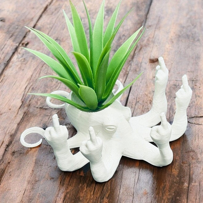 Middle Finger Octopus Planter Funny Fucktopus Air Plant Pot