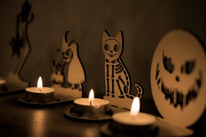 Spooky Skeleton Cat Tealight Holder
