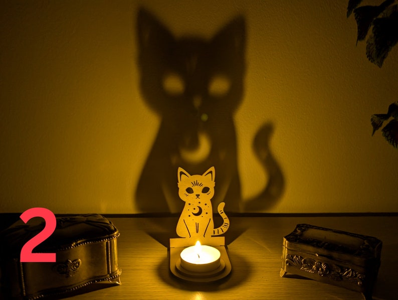 Spooky Skeleton Cat Tealight Holder