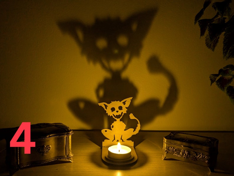 Spooky Skeleton Cat Tealight Holder