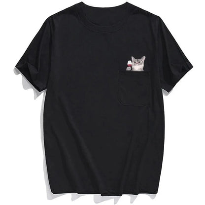 😾🖕Pocket Middle Finger Cat T-Shirt