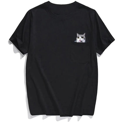 😾🖕Pocket Middle Finger Cat T-Shirt