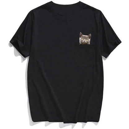 😾🖕Pocket Middle Finger Cat T-Shirt