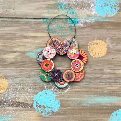 🎄Happy Tree Handmade Button Ornament