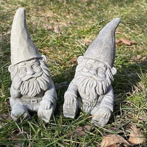🥳Handmade Pair of Garden Gnomes Cement Statues🙌