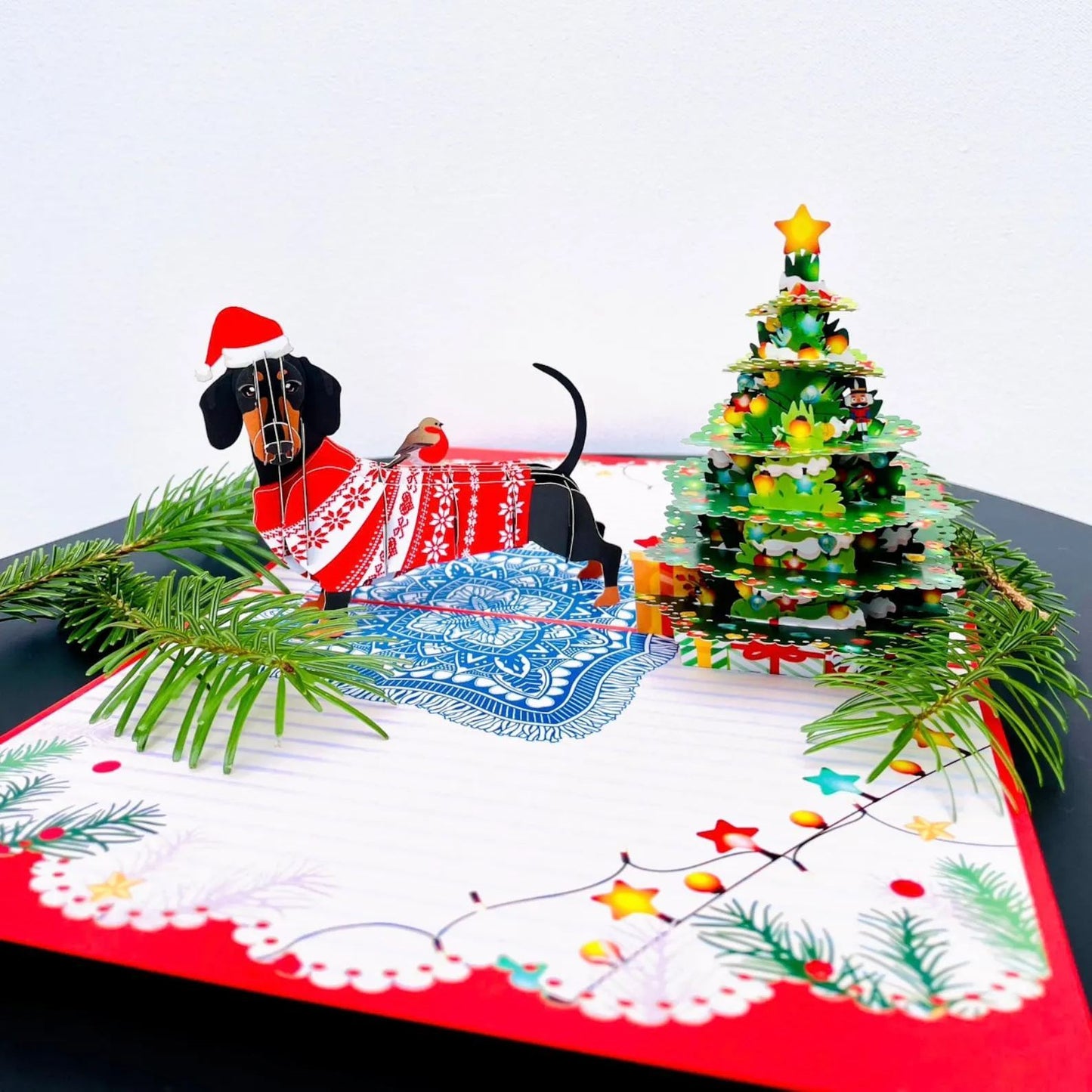🎄Christmas Dachshund Dog 3D Pop Up Card
