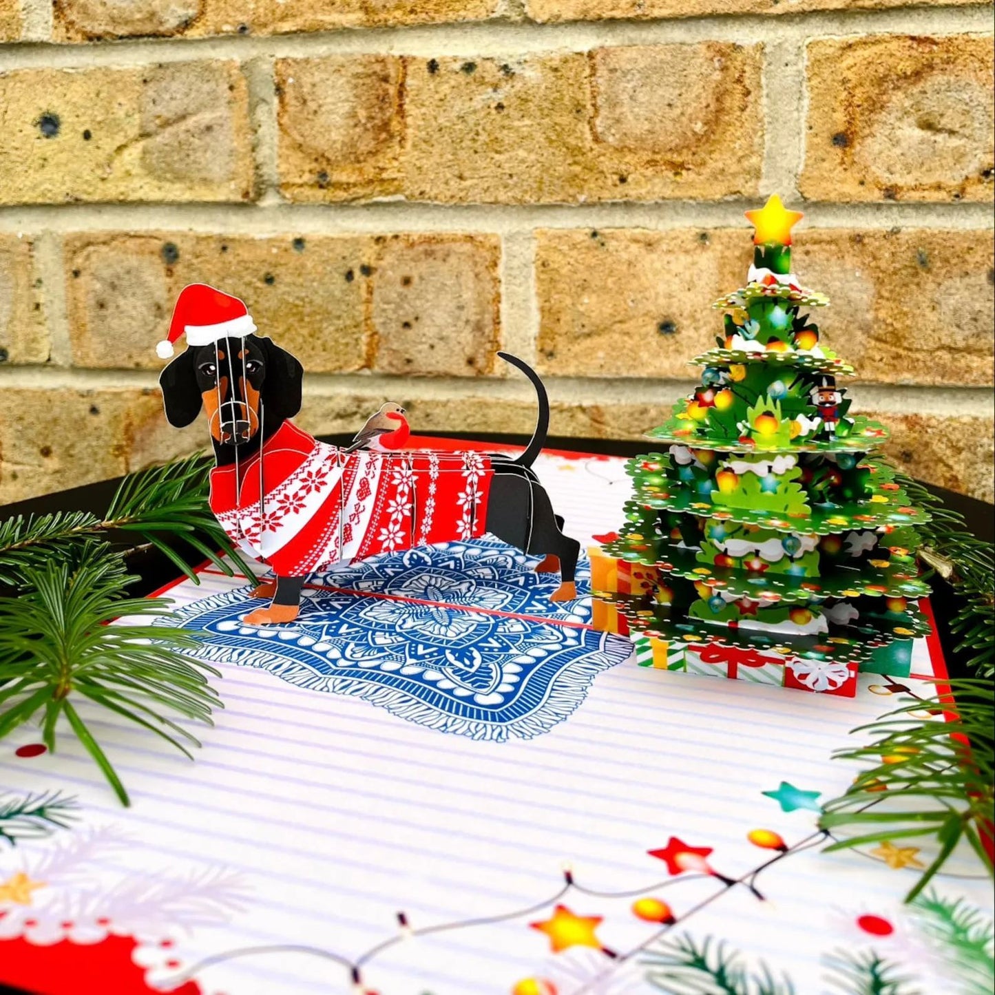 🎄Christmas Dachshund Dog 3D Pop Up Card