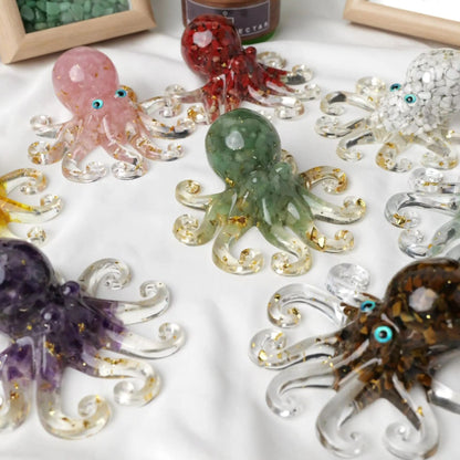 🔮Natural Crystal Gravel Octopus Decor🐙