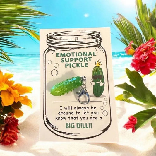 MINI Emotional Support Pickle Keychain