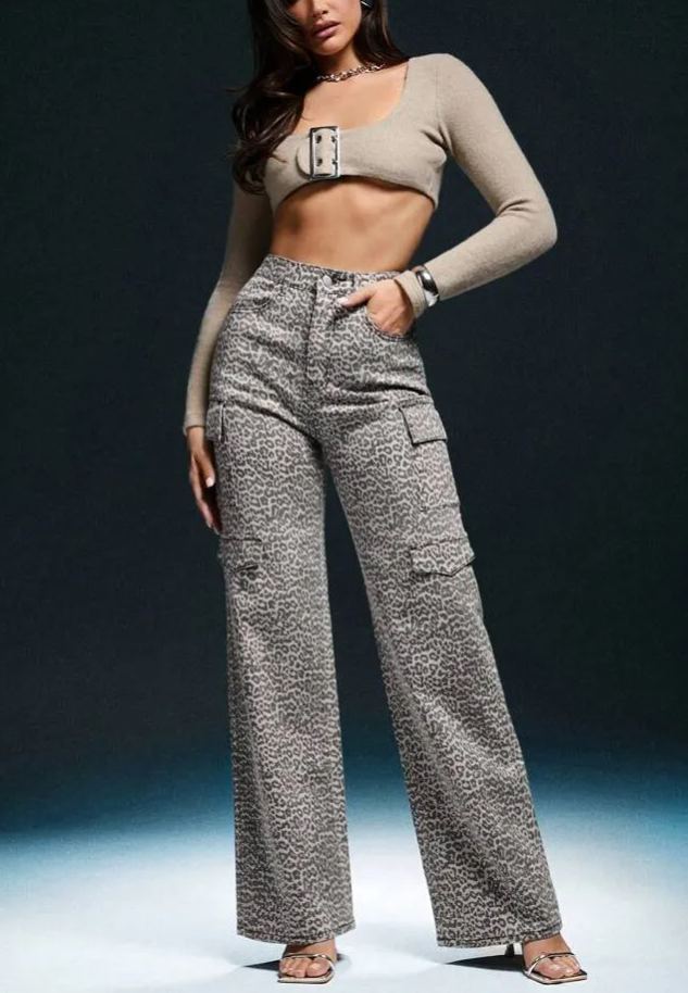 Rhinestone Cargo Jeans