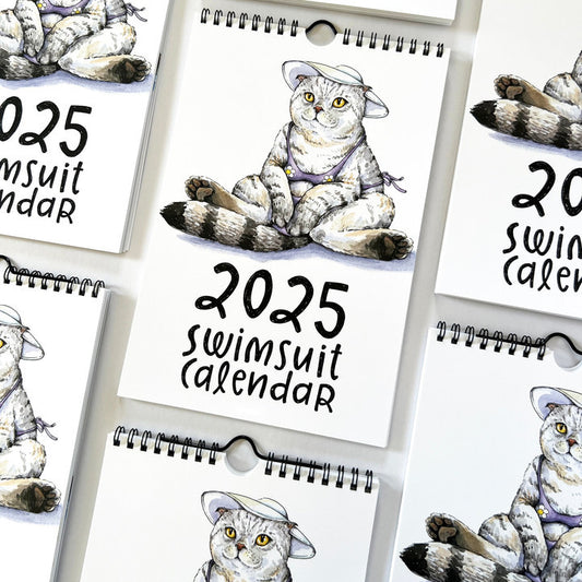 👙2025 Swimsuit Animals Watercolor Wall Calendar