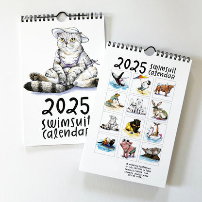 👙2025 Swimsuit Animals Watercolor Wall Calendar