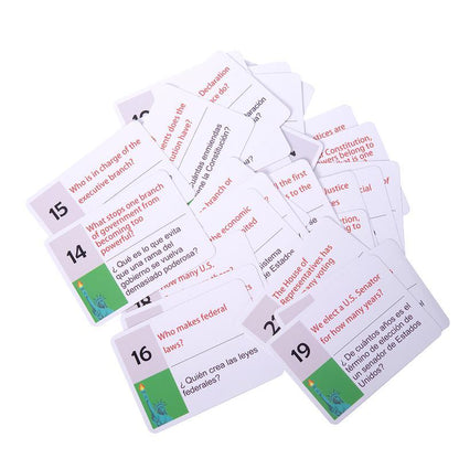 U.S. Civics Test Bilingual Flash Cards - English/Spanish