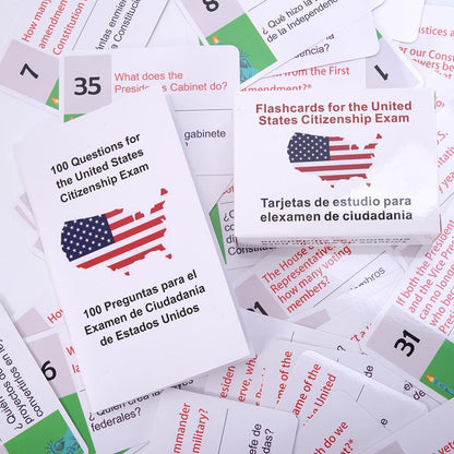 U.S. Civics Test Bilingual Flash Cards - English/Spanish