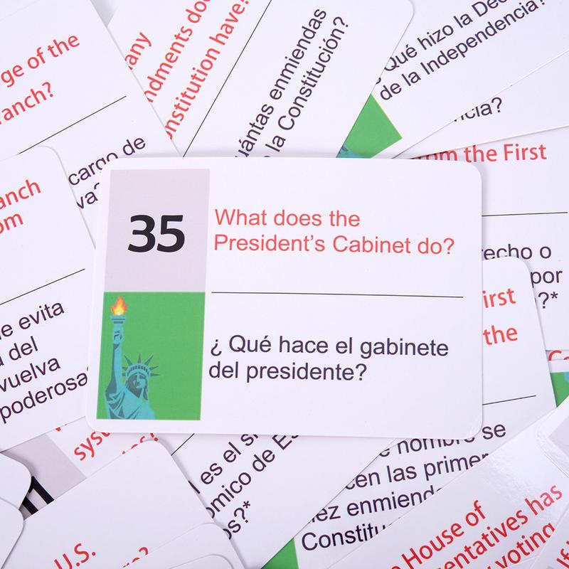U.S. Civics Test Bilingual Flash Cards - English/Spanish