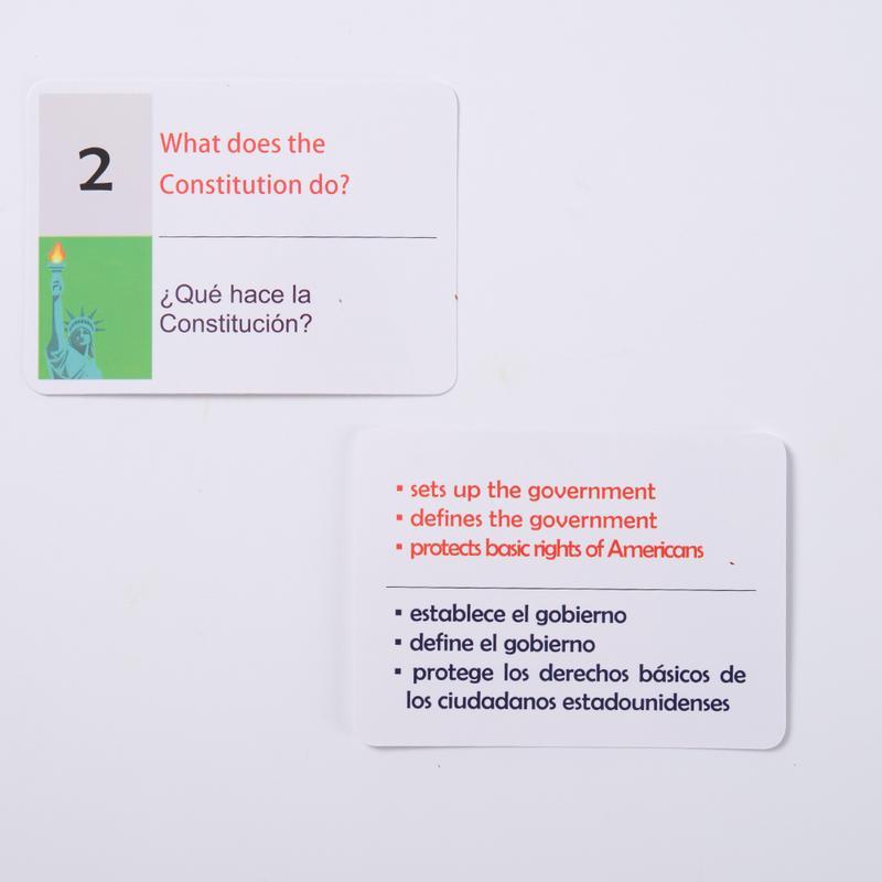U.S. Civics Test Bilingual Flash Cards - English/Spanish