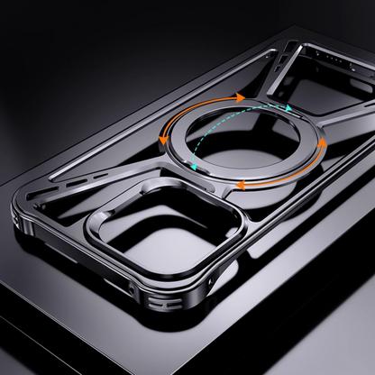 TitanGuard Metal Frameless Stand Case – Magnetic Compatible & Extreme Protection