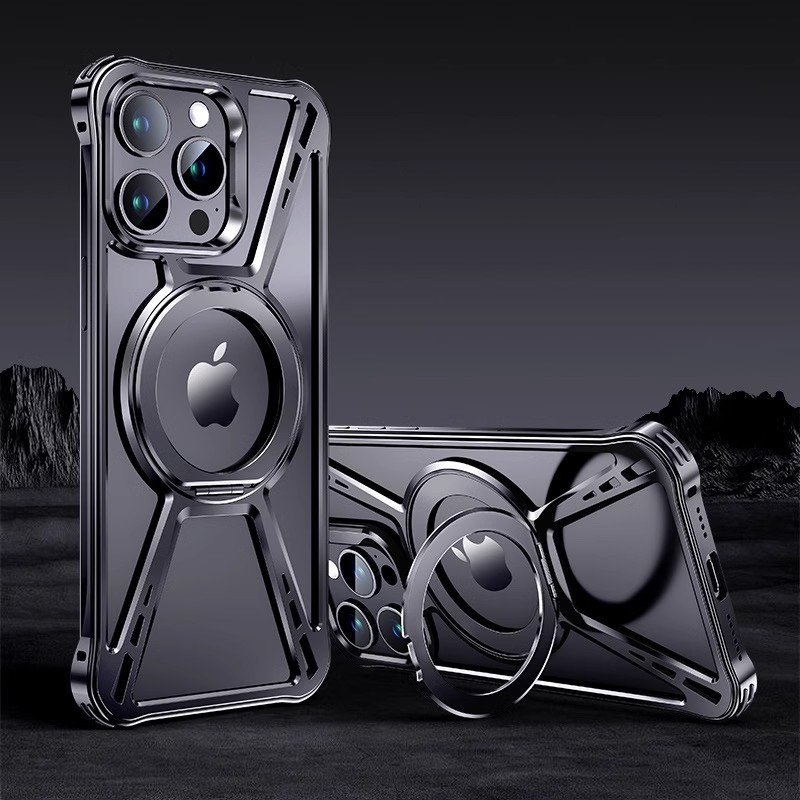 TitanGuard Metal Frameless Stand Case – Magnetic Compatible & Extreme Protection