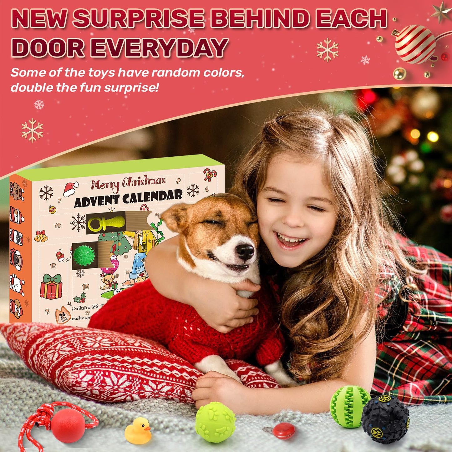 🐶2024 Christmas Countdown Dog Toys Advent Calendar