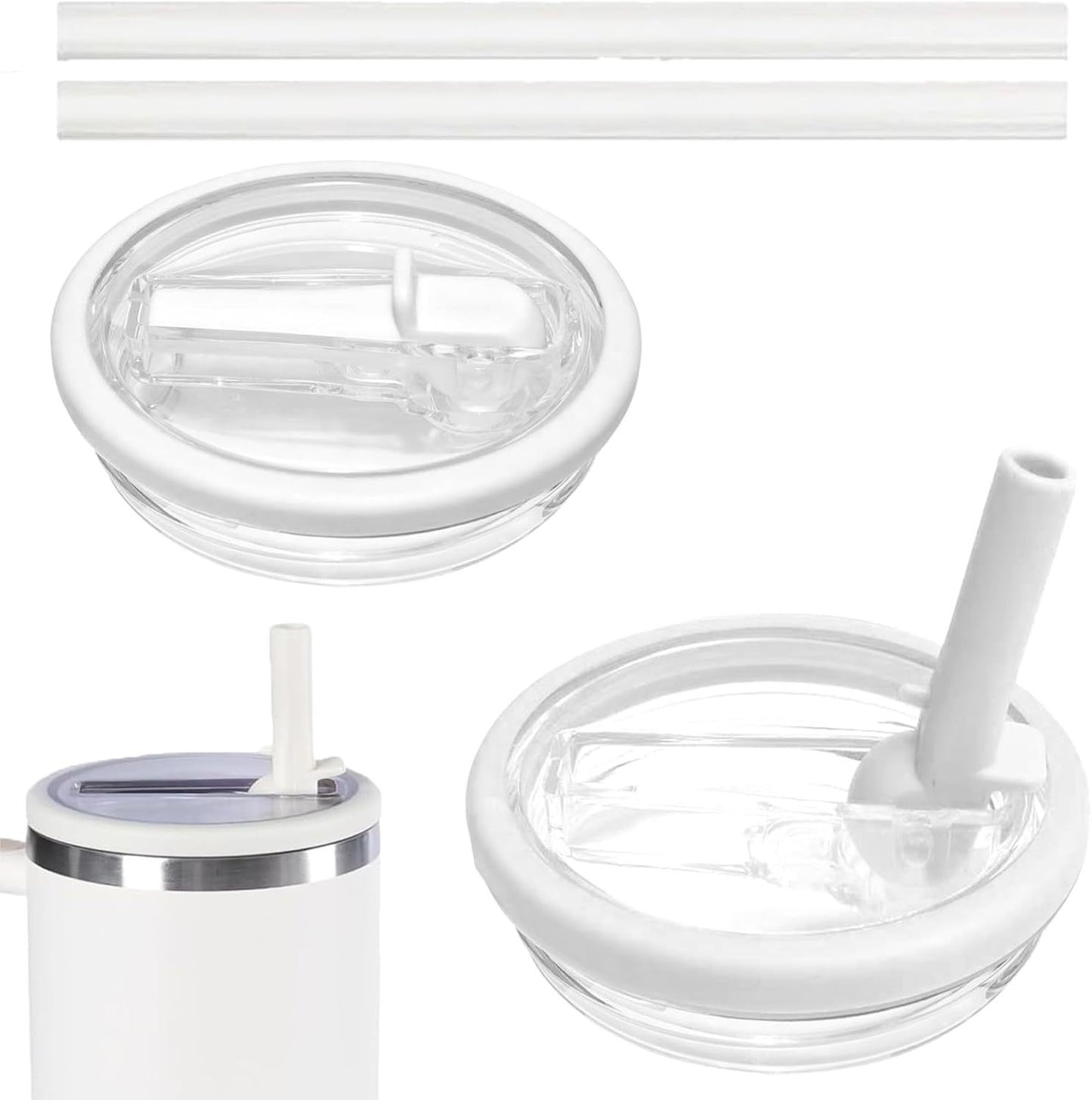 40 oz Tumbler Flip Straw Lid Replacement , Spill Proof Splash Resistant Tumbler Lids