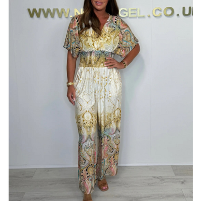🌷 Summer Hot Sale 50% Off - Bohemian Print Wide Leg Jumpsuit