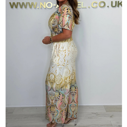 🌷 Summer Hot Sale 50% Off - Bohemian Print Wide Leg Jumpsuit