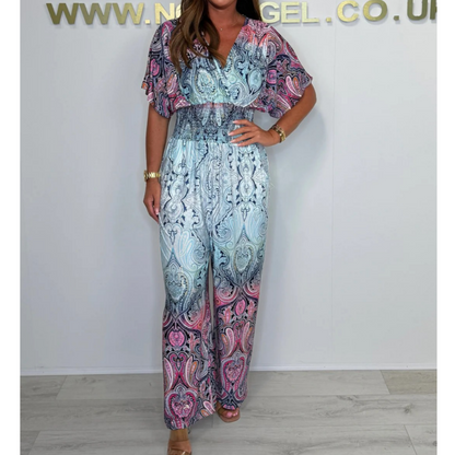 🌷 Summer Hot Sale 50% Off - Bohemian Print Wide Leg Jumpsuit