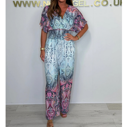 🌷 Summer Hot Sale 50% Off - Bohemian Print Wide Leg Jumpsuit