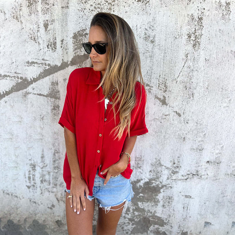 🌸Spring Specials💐 Women's Casual Solid Color Loose Fit Shirt
