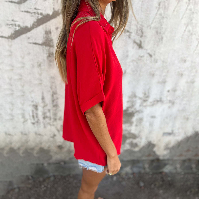 🌸Spring Specials💐 Women's Casual Solid Color Loose Fit Shirt