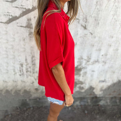 🌸Spring Specials💐 Women's Casual Solid Color Loose Fit Shirt